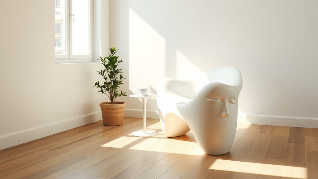 Sculptural Chair in Serene Minimalist Room