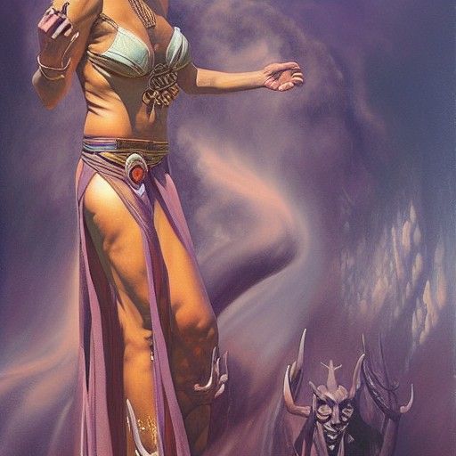 Sinister Goddess in Oil Painting Style