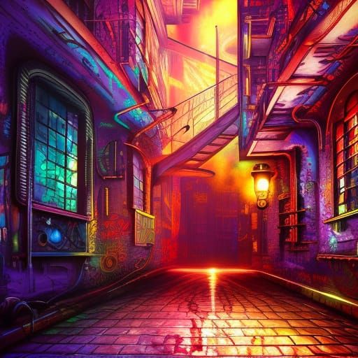 Gothic Steampunk Loft Windows in Film Noir Style