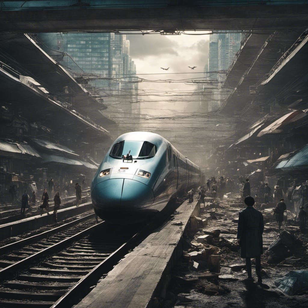 Cinematic Bullet Train Scene: Digital Matte Painting