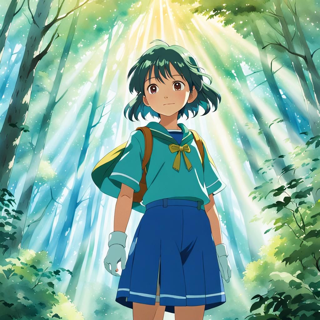 Mina Ashido in Ghibli Anime Forest