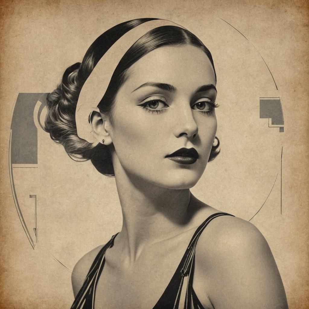 Elegant Woman in Bauhaus and Art Deco Styles