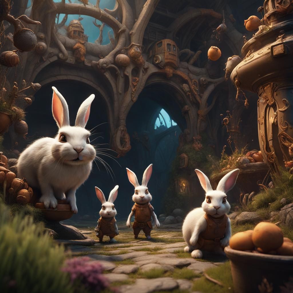 Fantastical Rabbits in Detailed Matte Painting
