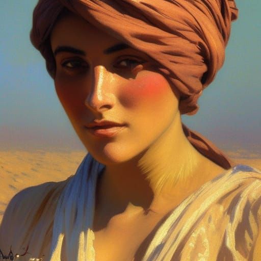 Impressionistic Portrait of Arabian Woman in 1920s Style