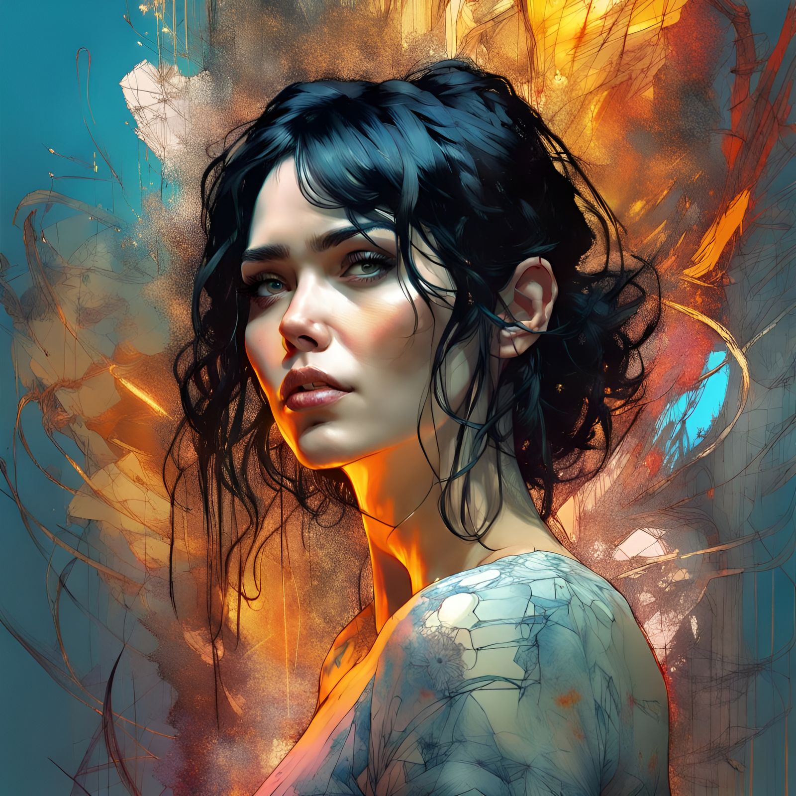 Detailed Digital Portrait of a Beautiful Woman