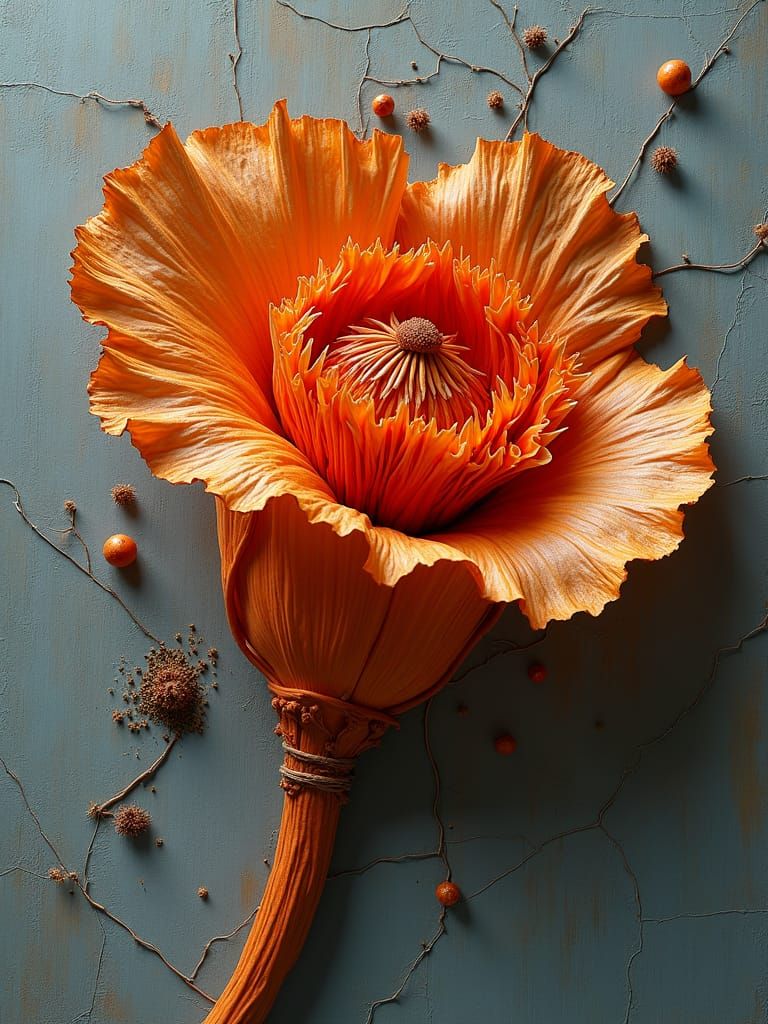 Tactile Fibre Art Begonias in Oil Paint