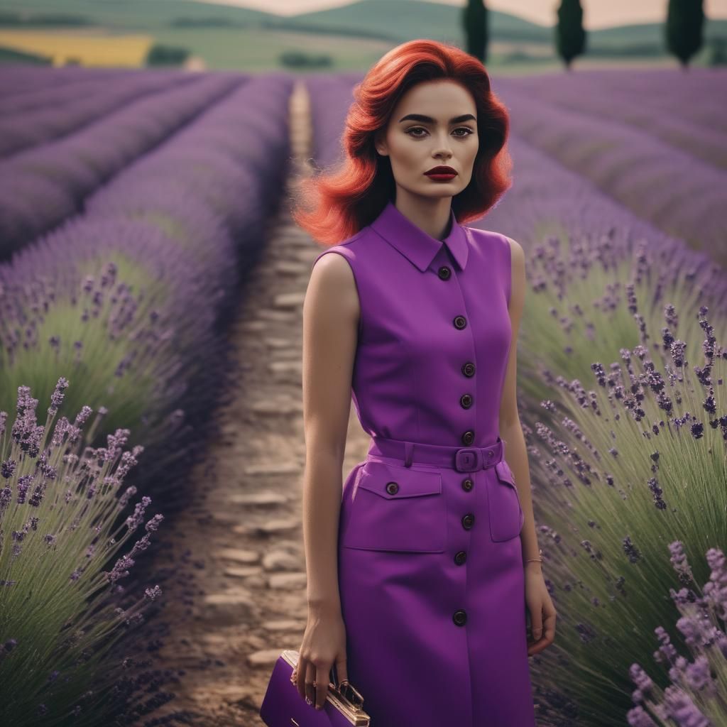 Person in Lavender Field in Pop Art Style