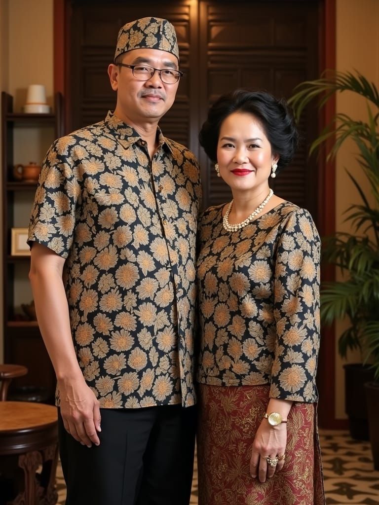 Traditional Javanese Wedding Attire in Batik Pattern