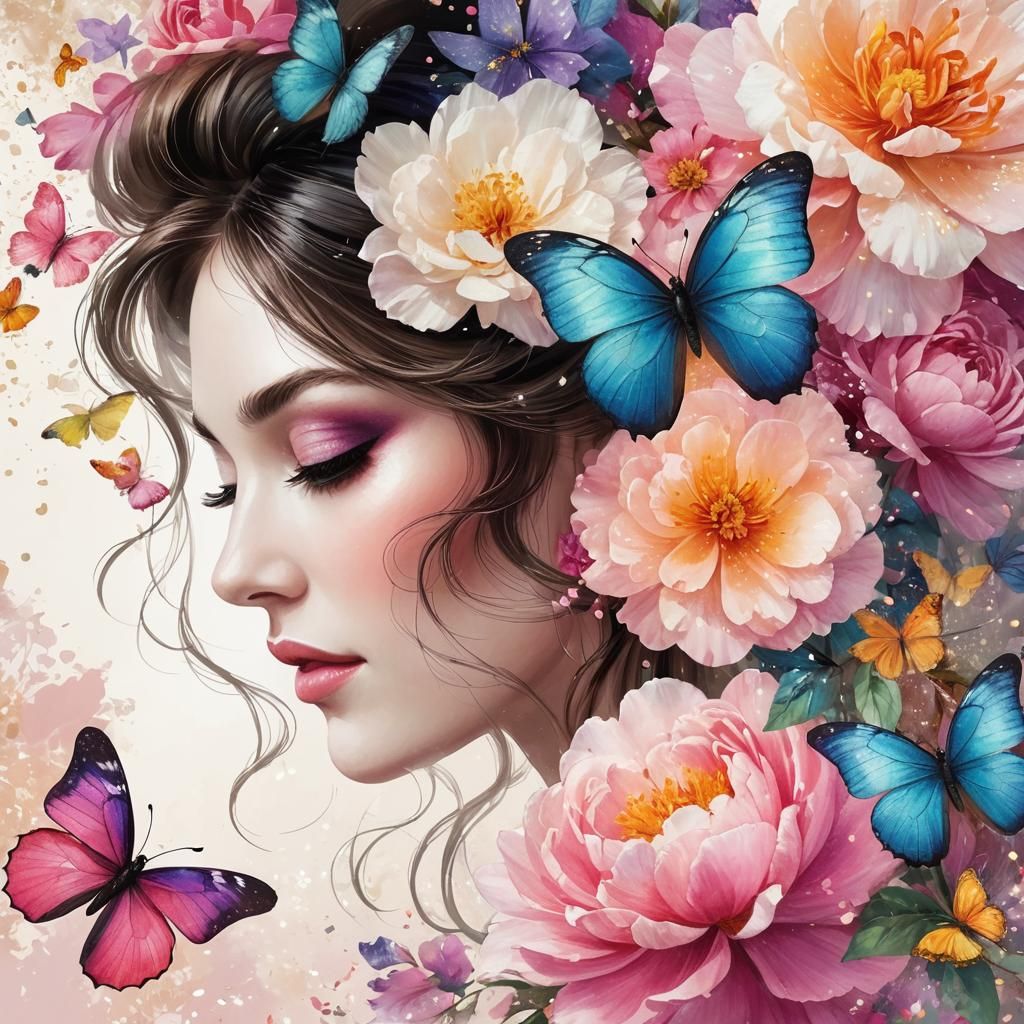 Mesmerizing Beauty with Flowers and Butterflies