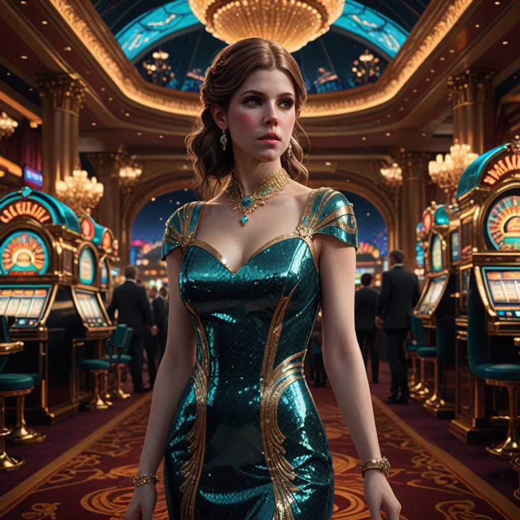 Anna Kendrick in Elegant Sequined Dress, Monte Carlo Casino ...