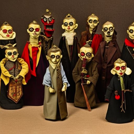 Vampire Puppets Meeting in Naive Zombiecore Art