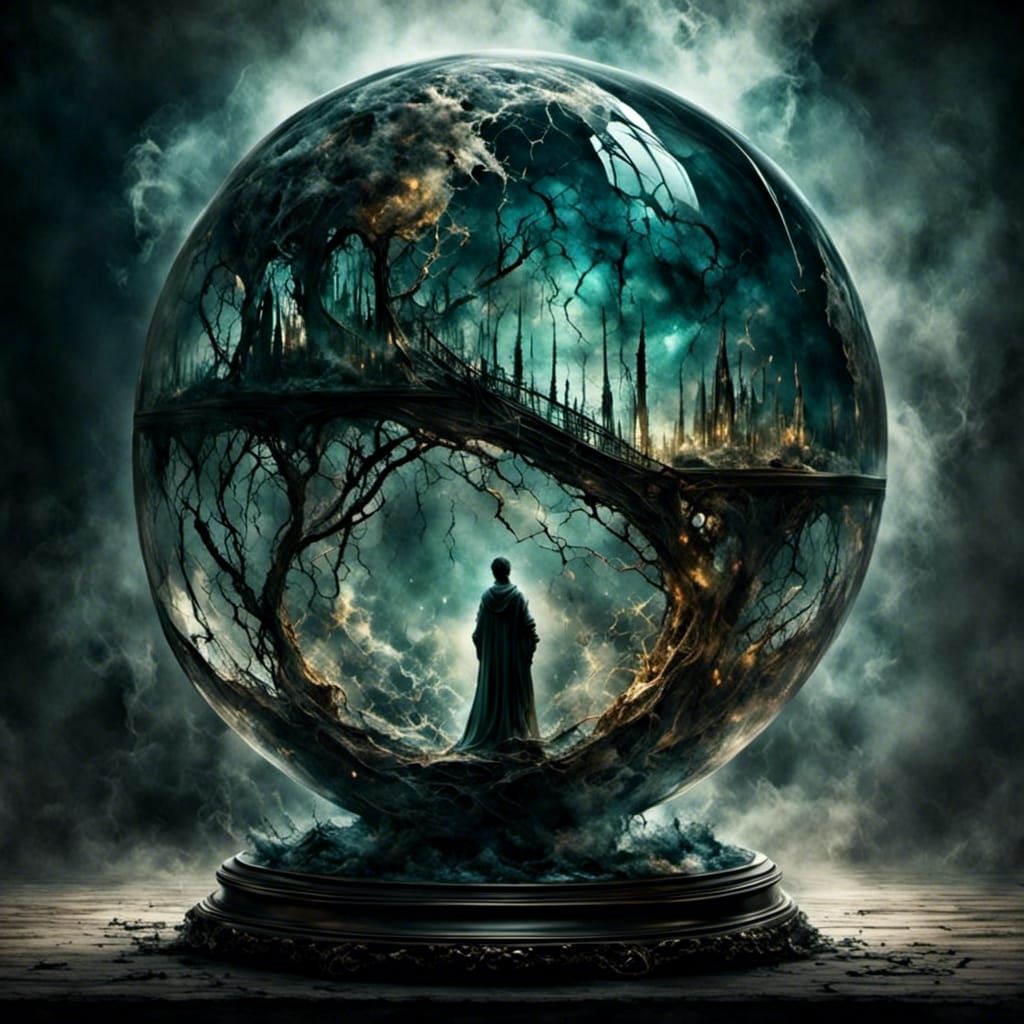 Earth Protected in Glass Globe from Darkness