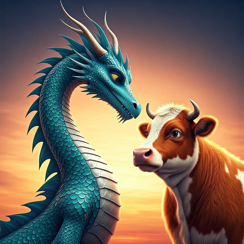 Dragon's Affection: A Whimsical Pixar-Style Scene