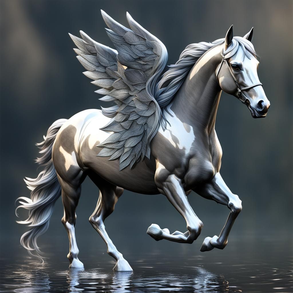 "A sleek and slender gray mare with a hood made from a water-dipped leaf mold. Her eyes would be large and soulful, full...