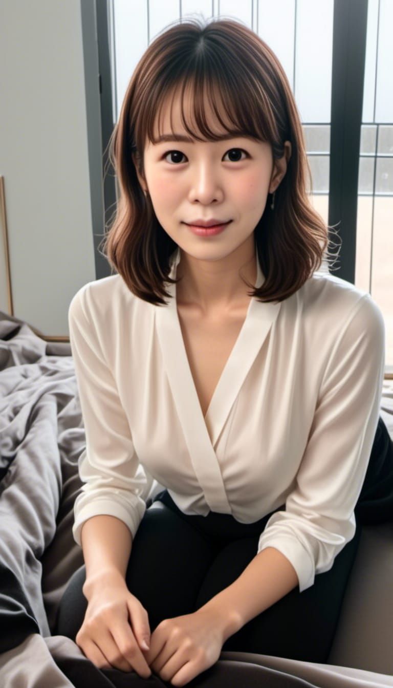 Kneeling Woman in Lingerie: Pastel-Toned Digital Art