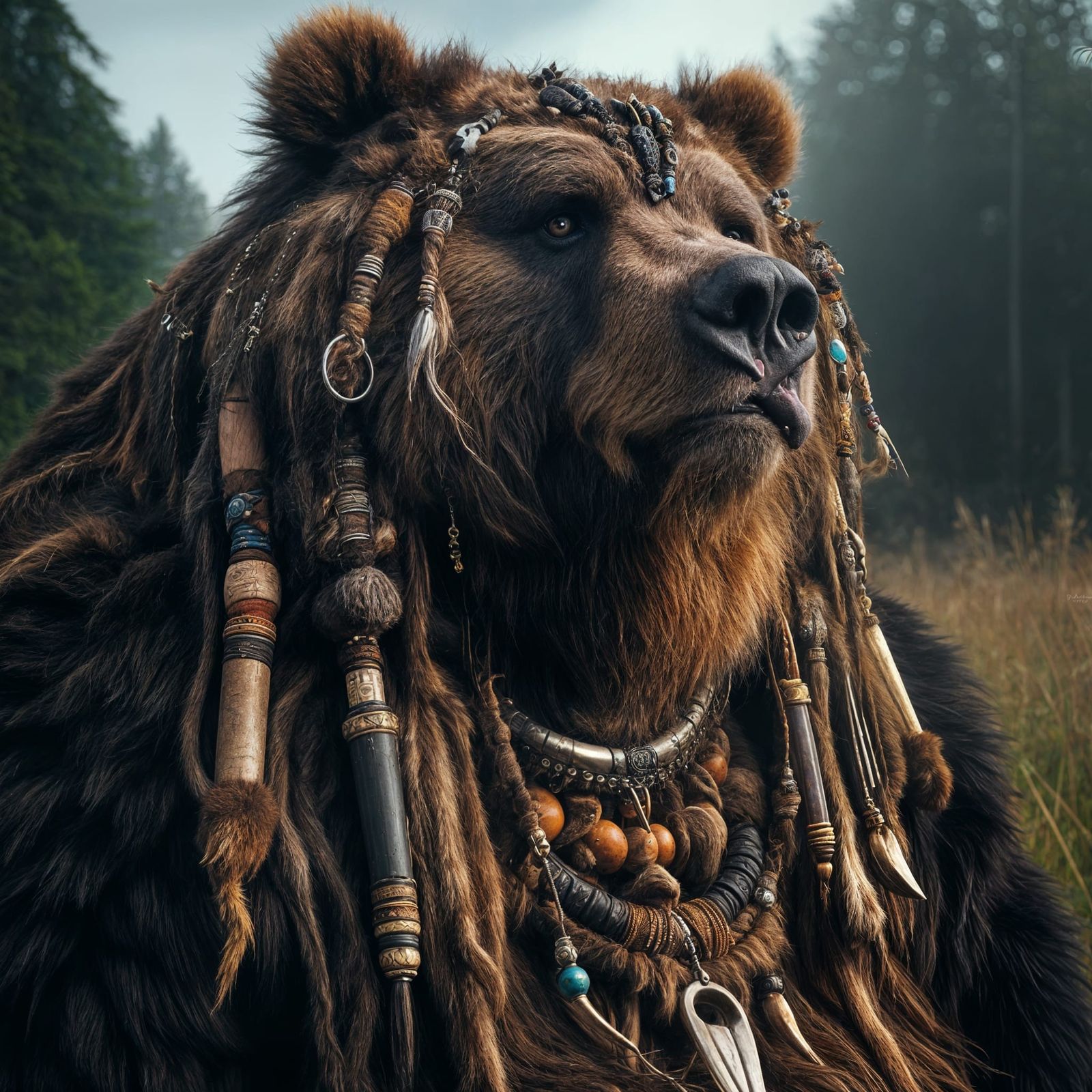Tribal Bear-Shaman Necromancer in Fur