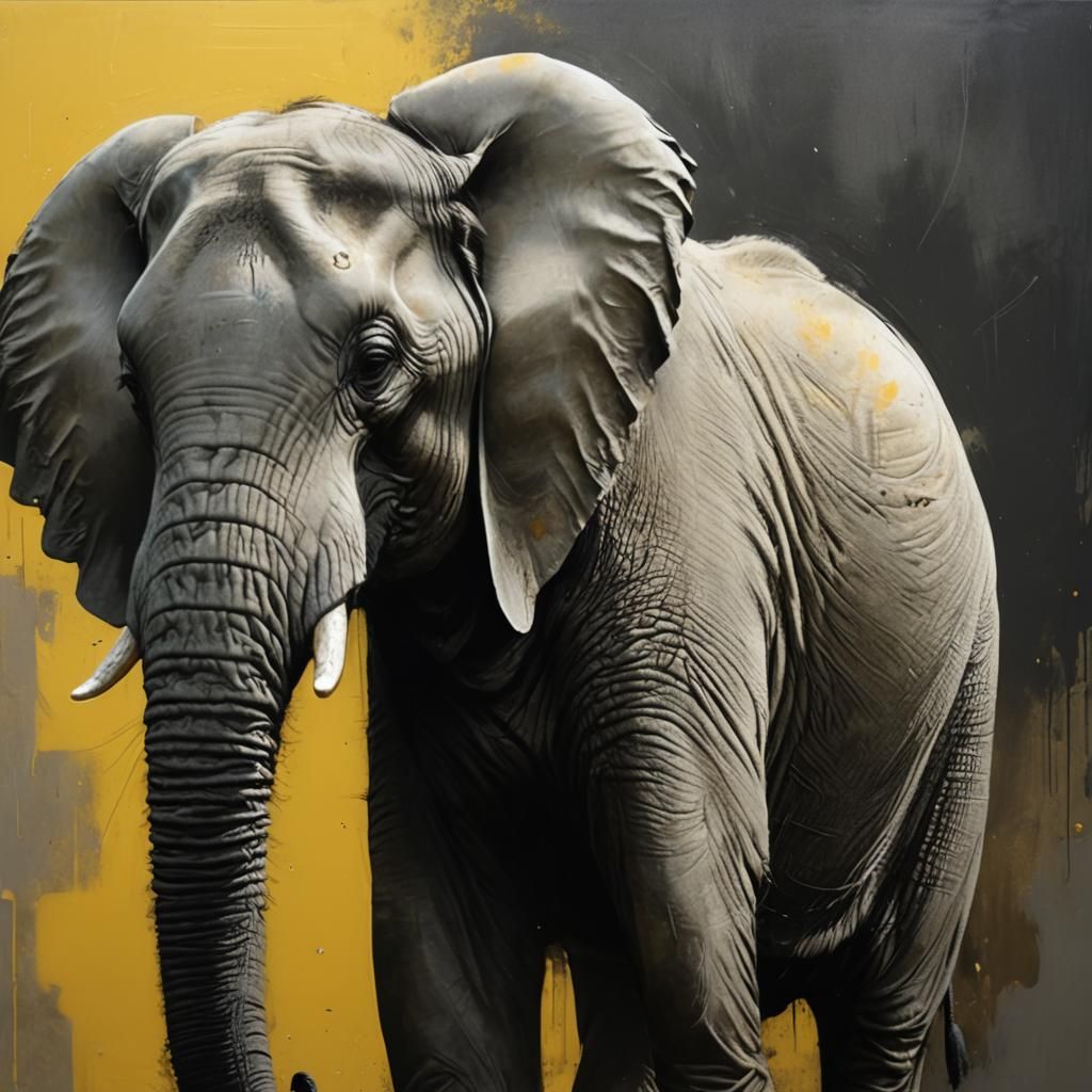 Majestic Elephant Portrait in Hyperrealism Style