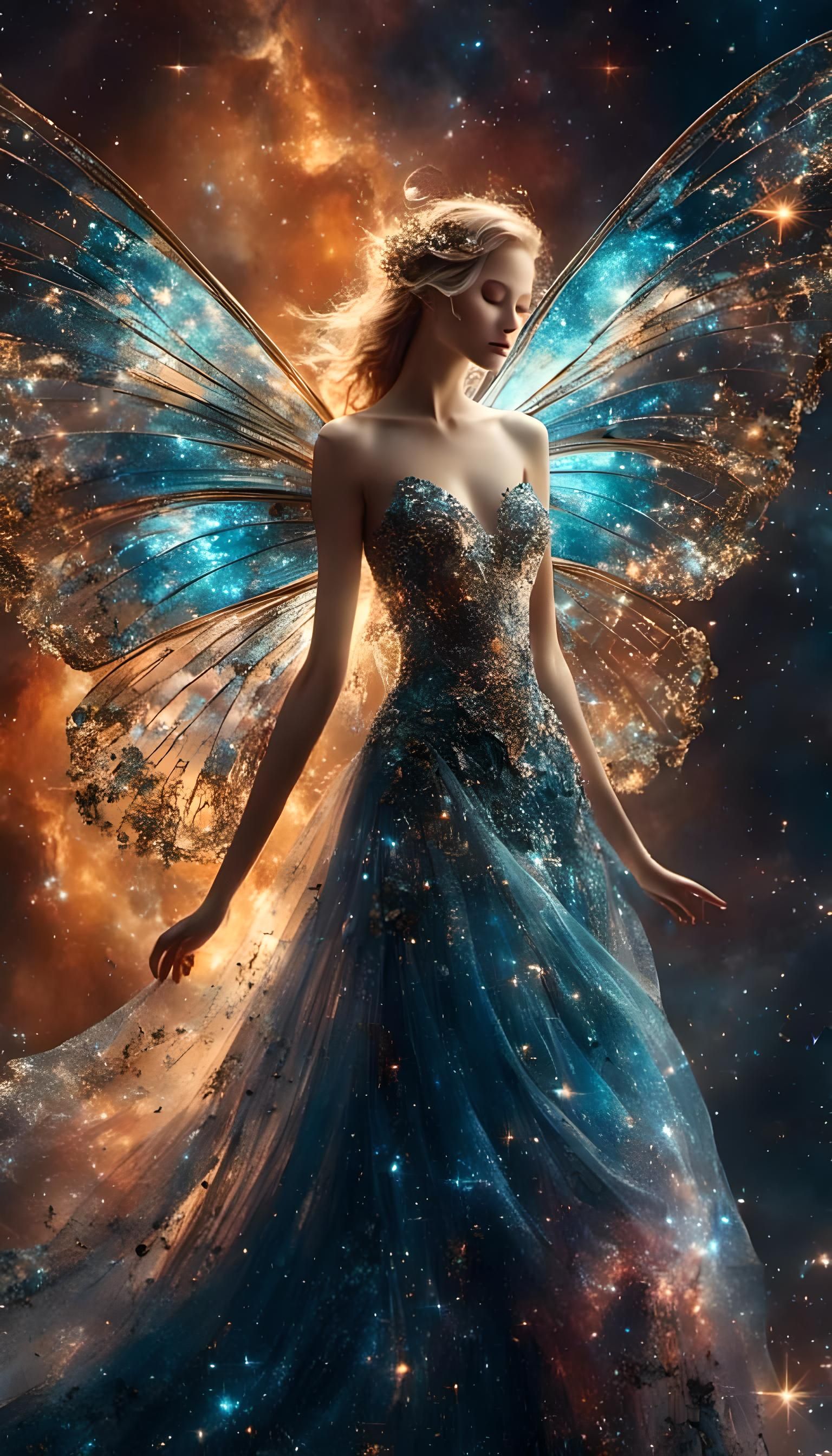 Galaxy Fairy Among Nebulas, Digital Art