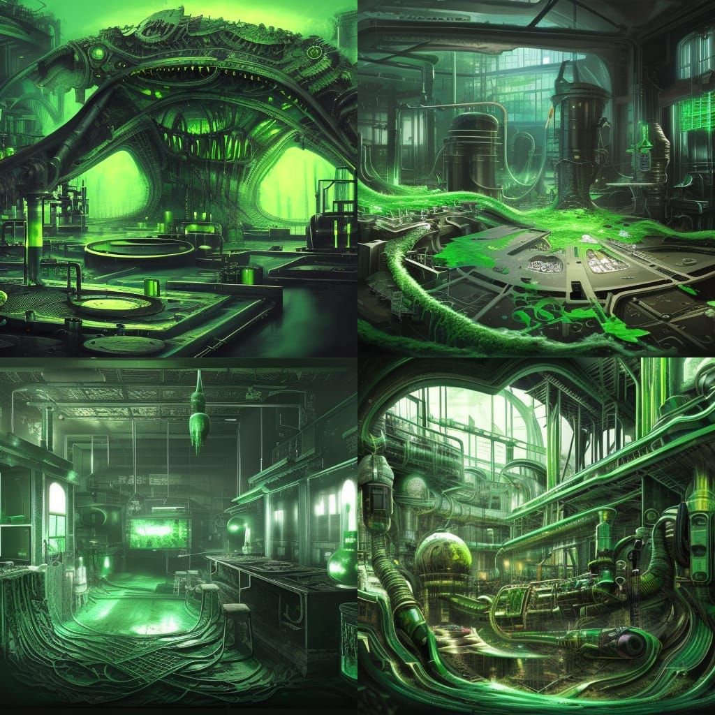 Ultra Realistic Toxic Laboratory in Green and Black
