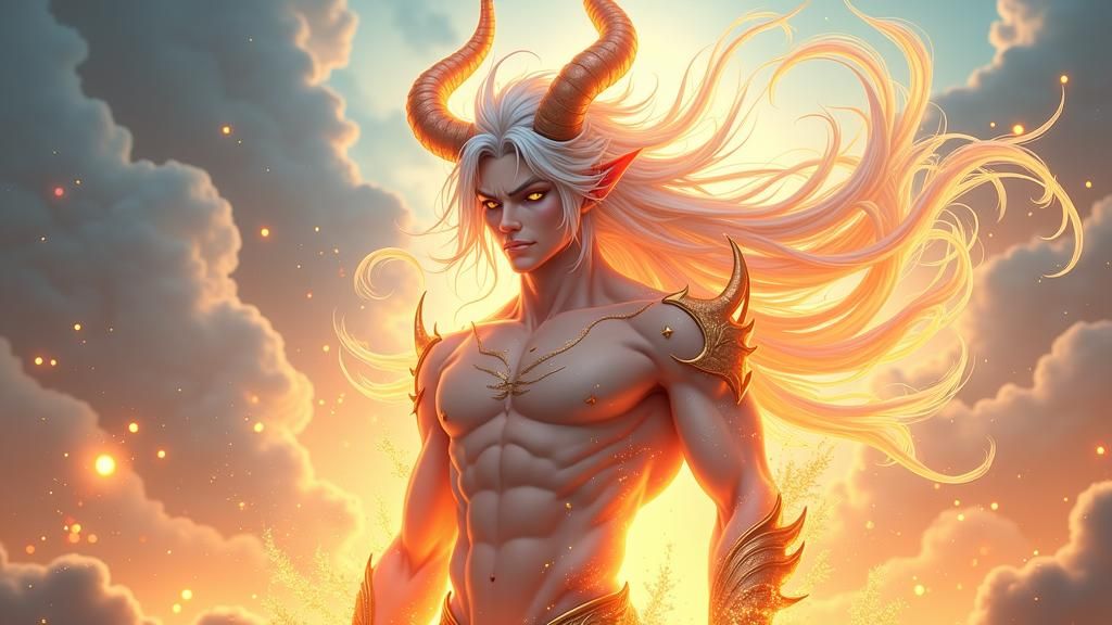 Benevolent Demon with Silver Hair in Anime Style