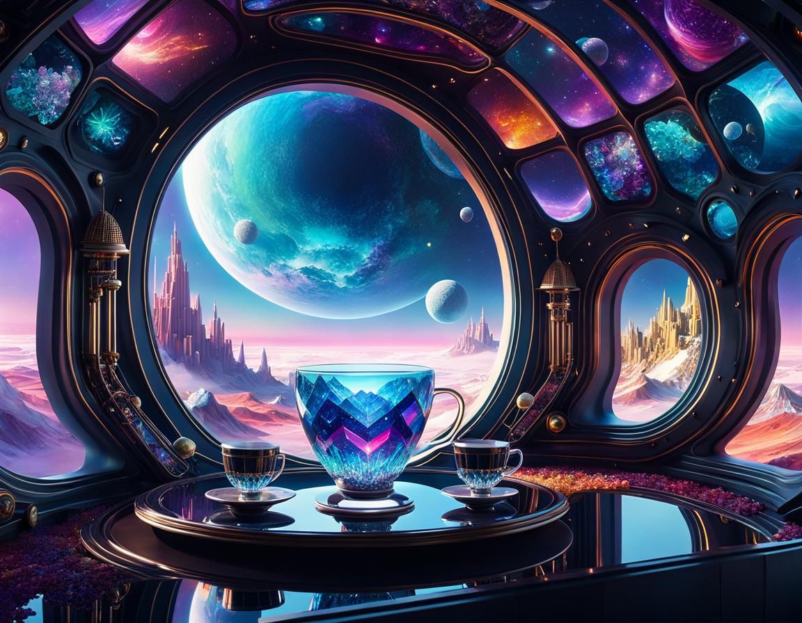 Crystal World Arcology in a Cup, Teslapunk Style