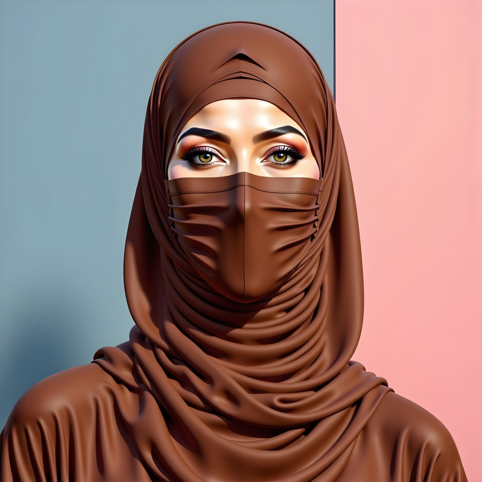 Portrait of Woman in Hijab and Face Mask