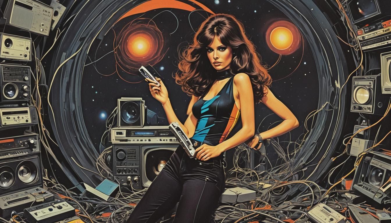 Retro TV Logo Meets Cosmic Black Hole