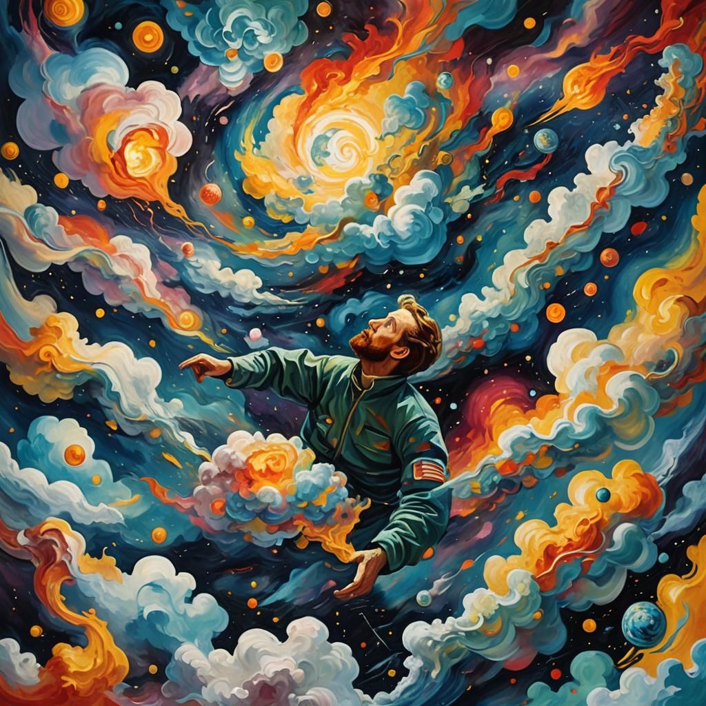 Surreal Space Traveler in Dreamlike Fauvist Expressionism