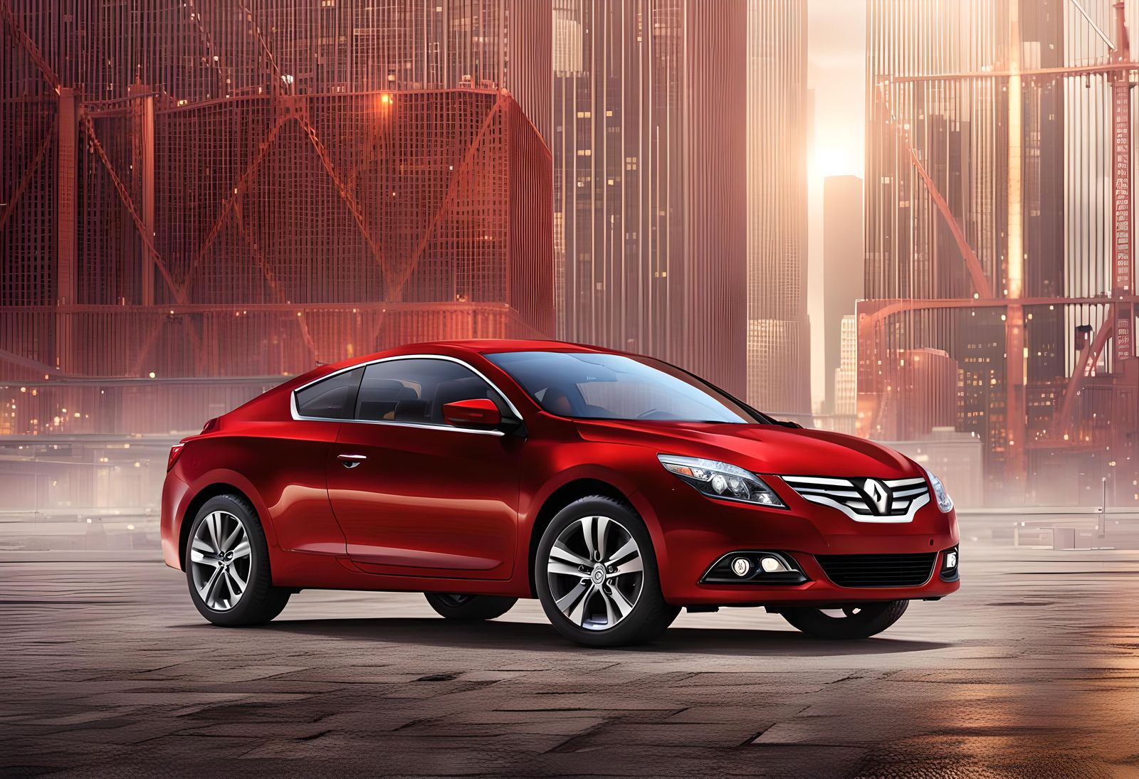 Red 2013 Renault Altima Coupe in 3D Render