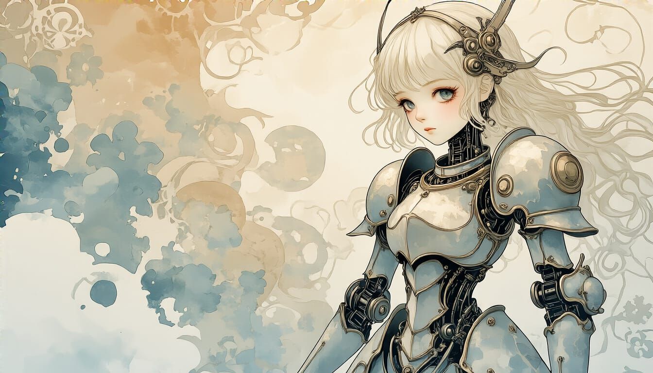 Automaton Knight Girl in Ethereal Style