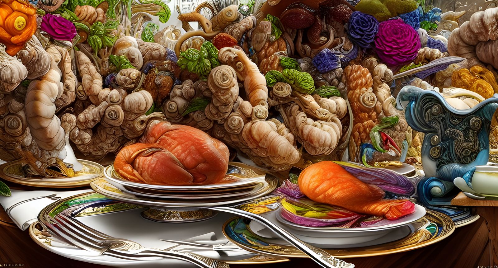 Hyperrealistic Meal Presentation in Ornate Style