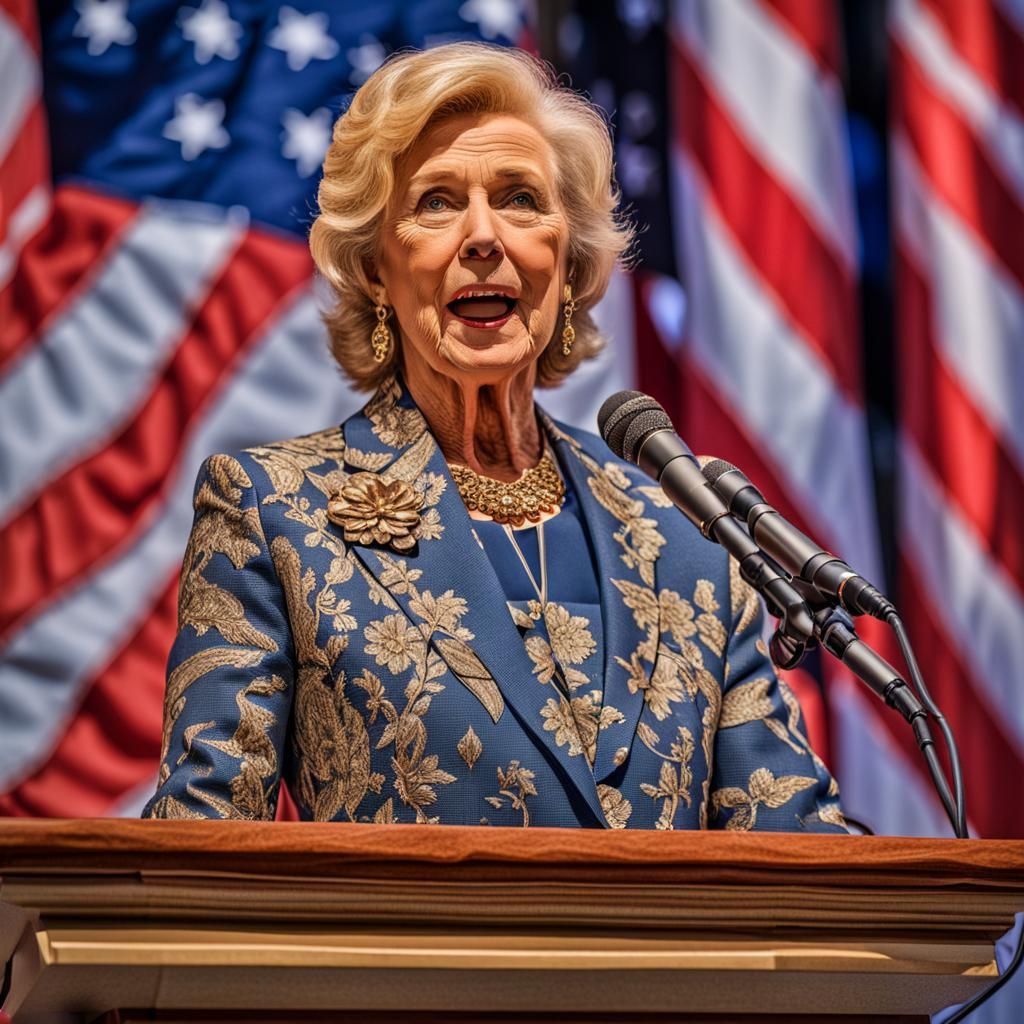 First Female President Declared, Hyperdetailed Image
