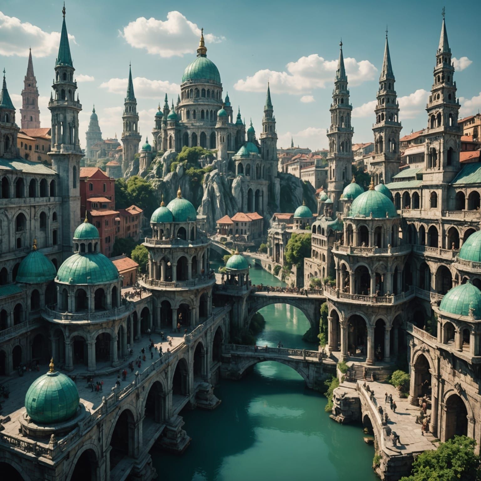 Archaic Fantasy City of Bronze and Emeralds