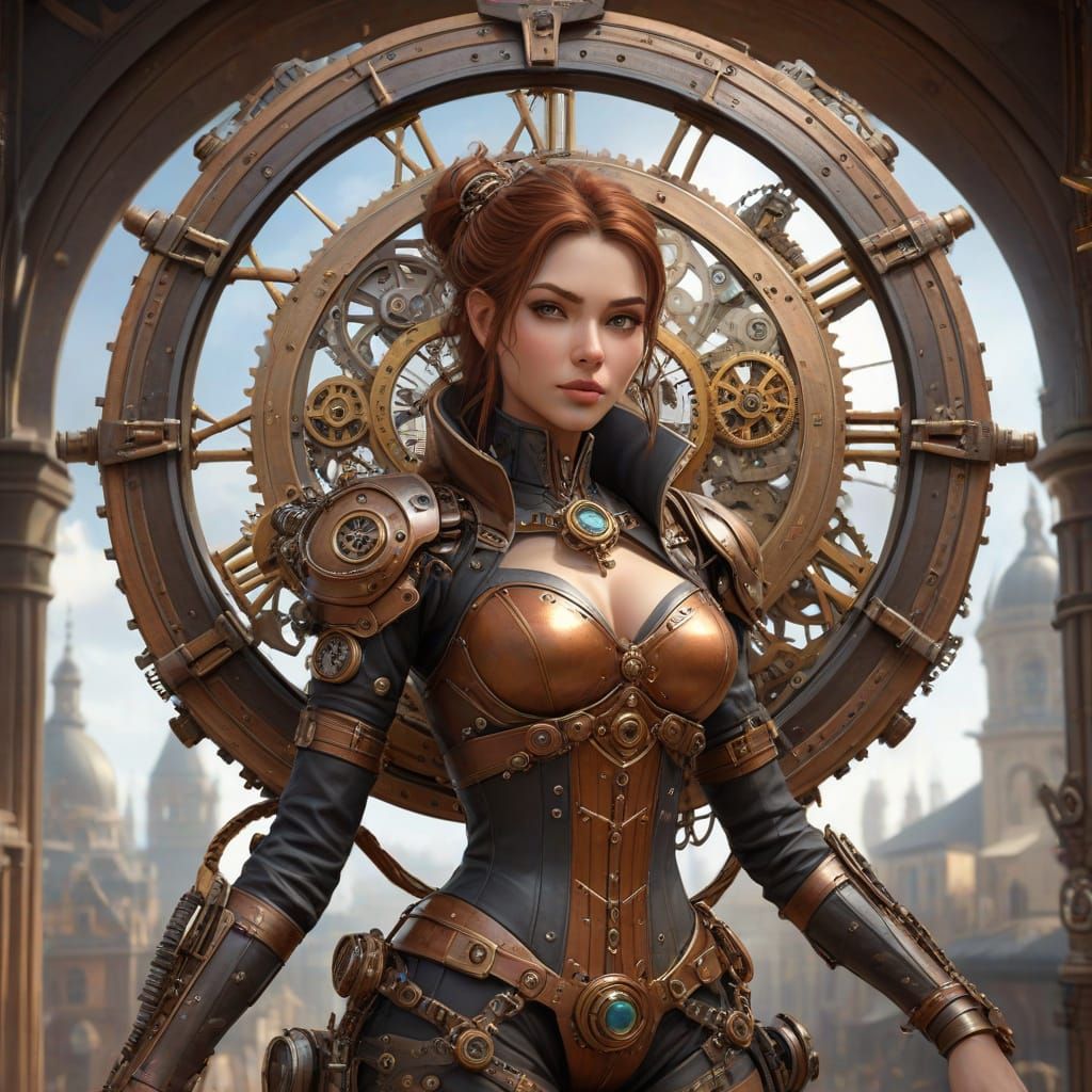 Steampunk Mechanic Fairy Repairs Clock Tower