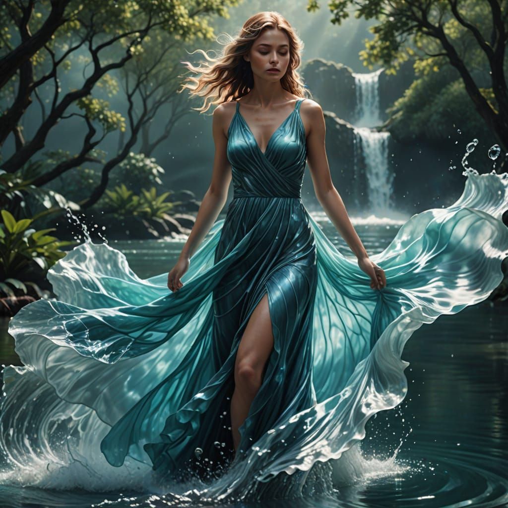Ethereal Water Goddess in Turquoise Depths