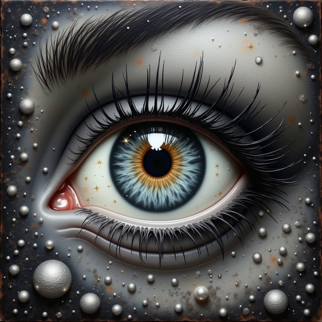 Cosmic Eyeball with Galaxy Face and Gothic Iris