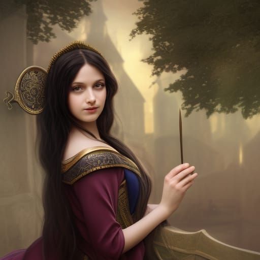 Beautiful Medieval Princess with Black Hair
