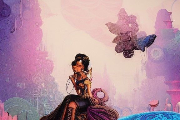 Steampunk Enchantress in Album Art Style