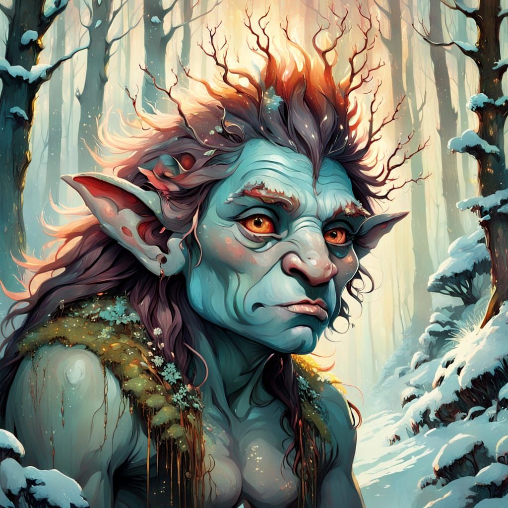 Ugly Troll in Sunlight, an Oil Painting