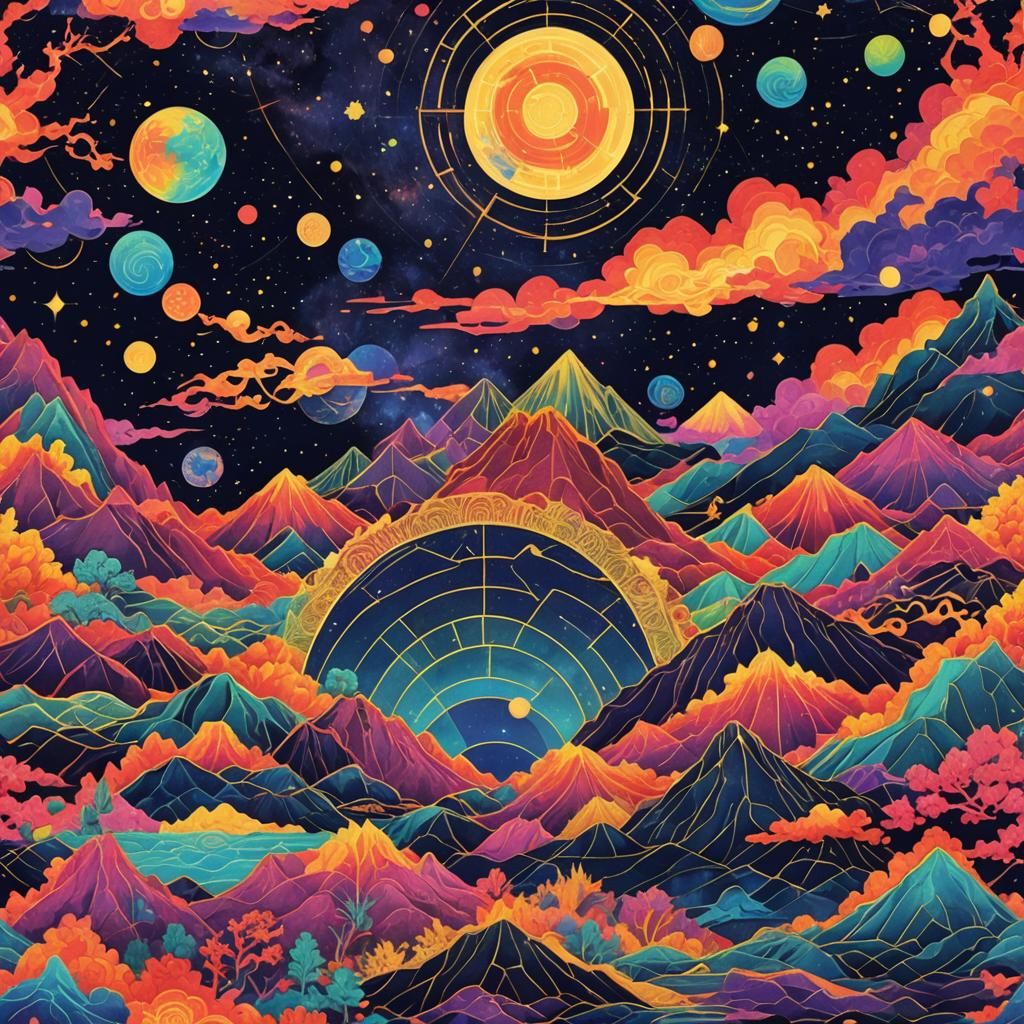 Kolor Kollision: Geometric Galactic Landscape in Fauvism Sty...