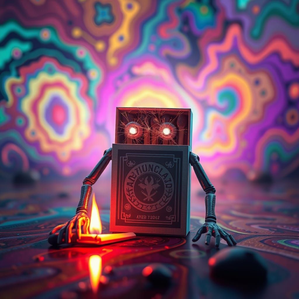 Surreal Matchbook with Psychedelic Abstract Background