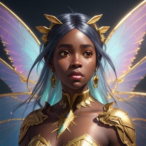 Glittering African American Fairy Portrait