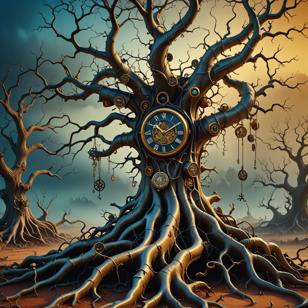 Gnarled Tree in Surreal Dadaism Dreamscape