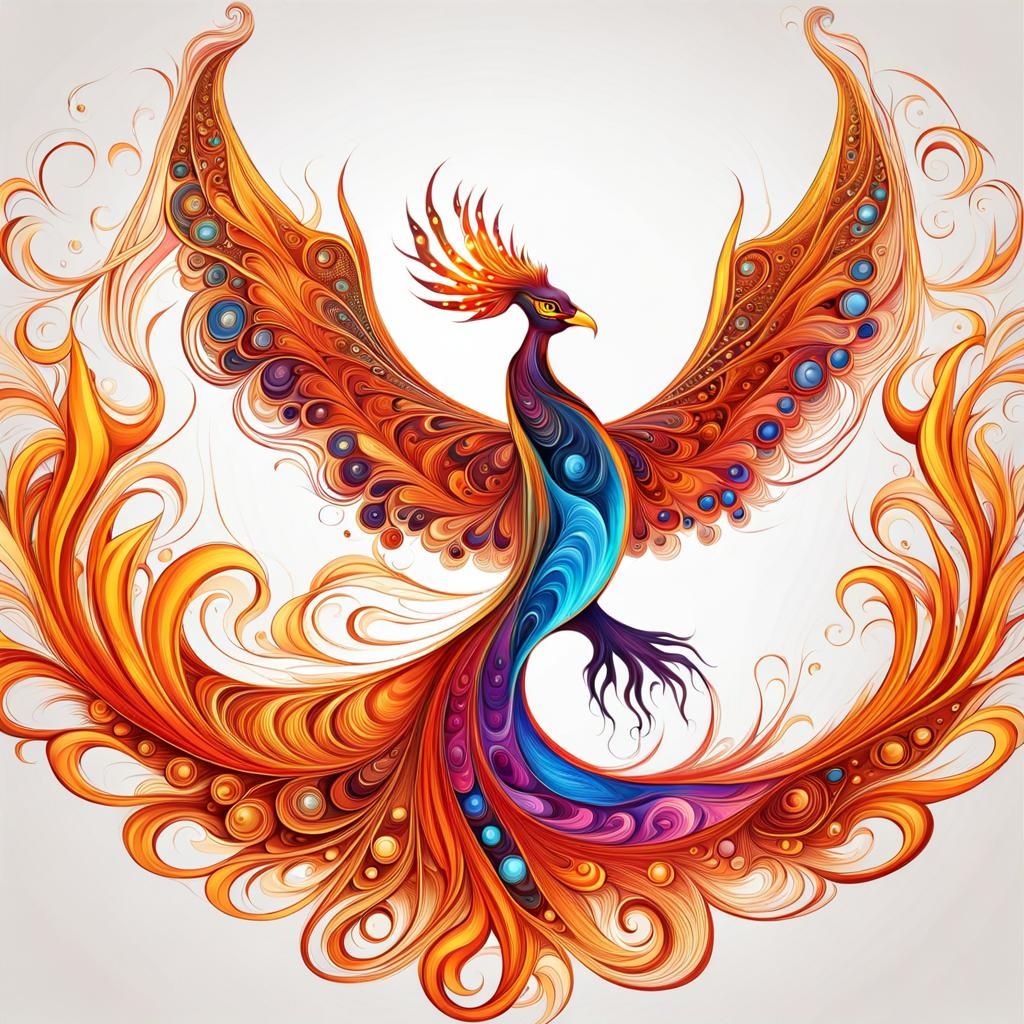 Phoenix Rising: Abstract Fractal Art in Fire Colors