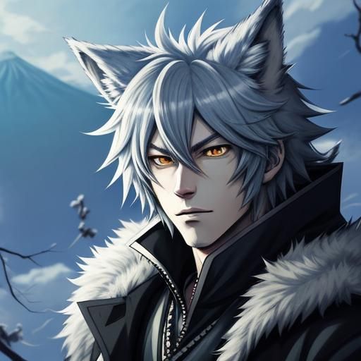 Anime Wolf Boy in Manga Style