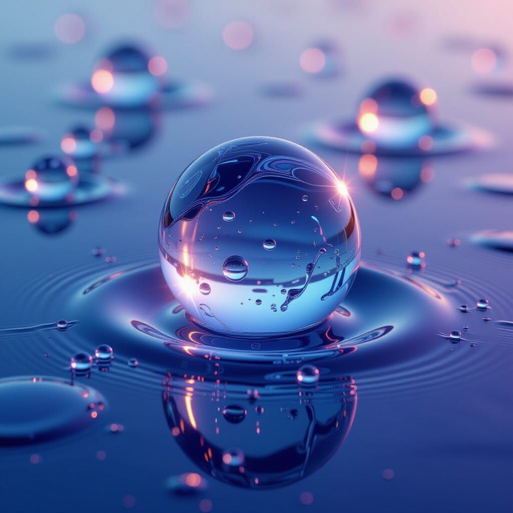 Crystalline Mercury Droplets in a Futuristic Style