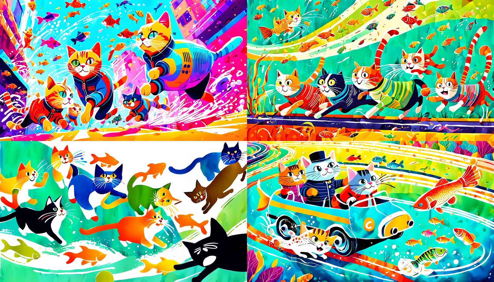 Cats Race After Mechanical Fish for Charity