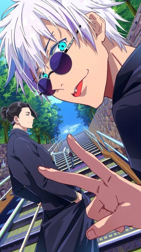 Gojo Satoru and Geto Suguru in Dynamic Tokyo Cityscape