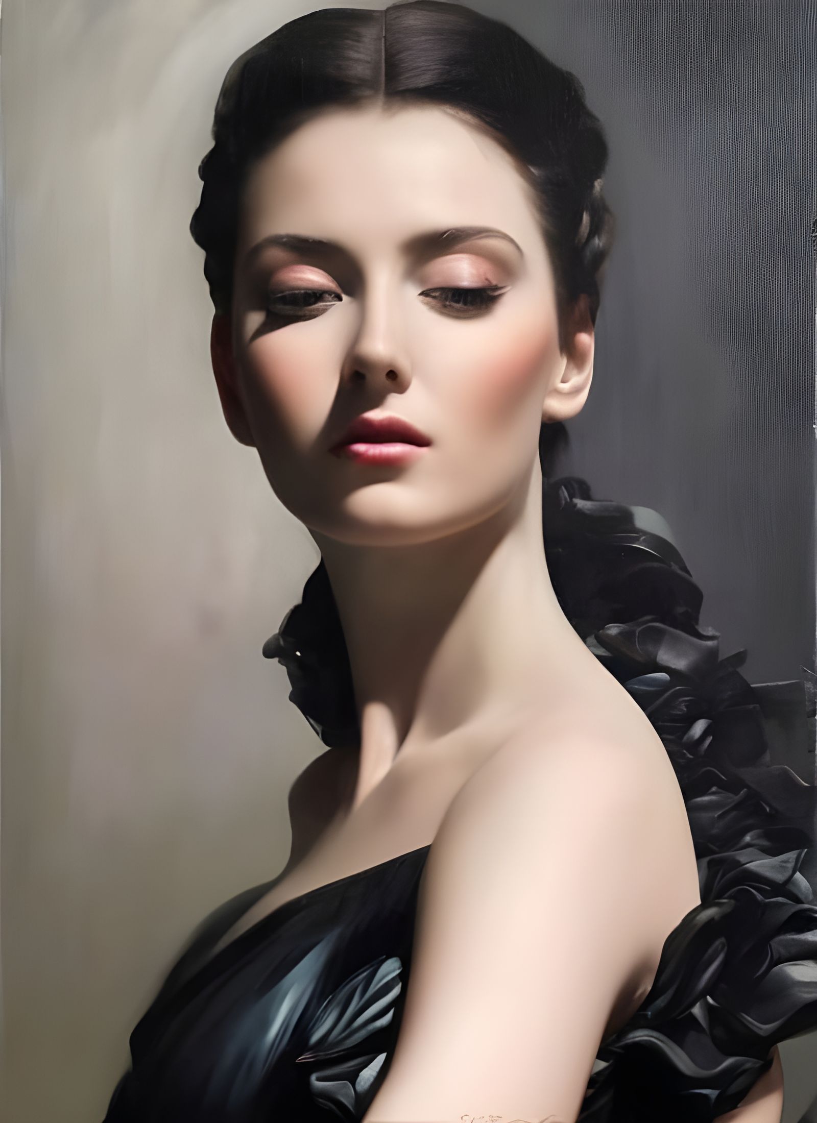 Beautiful Woman in Cafe: Photorealistic Portrait