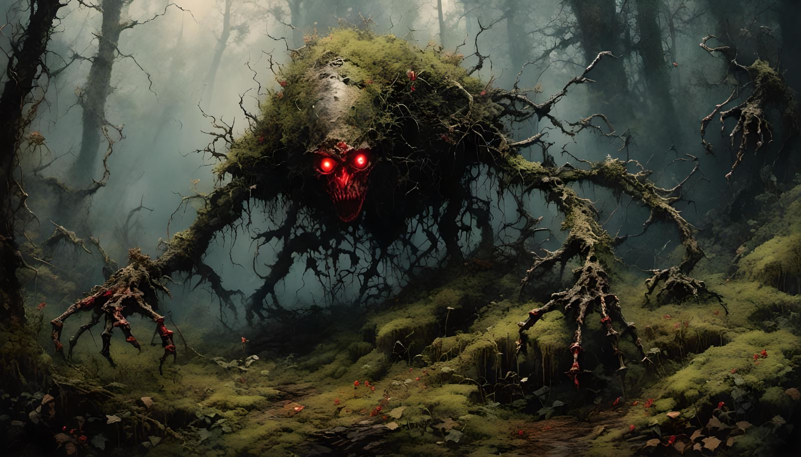 Pixel Art Wooden Plant Monster in Dark Woods